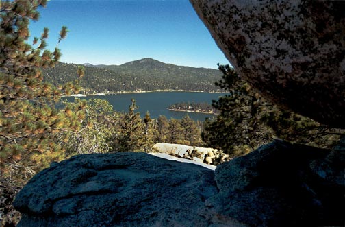 Looking east at Big Bear Lake from Castle Rock