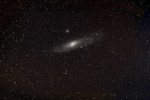 Under dark skies, such as the wilderness around Big Bear, this is what Andromeda will look like through binoculars.